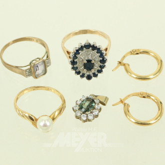 kl. Konvolut mit überw. 333er GG-Schmuck, best. aus: