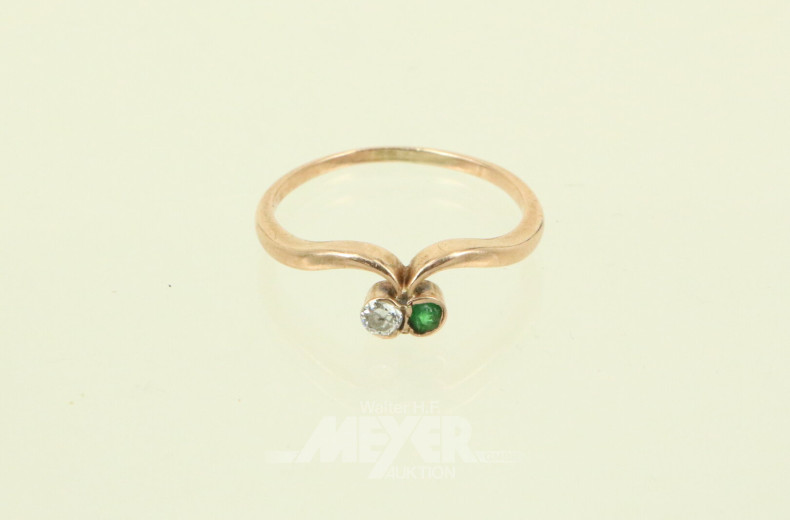 schmaler Ring mit 2 kl. Farbsteinen