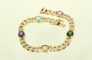 Flachpanzer-Gliederarmband mit 5 Farbsteinen
