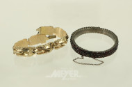 Granat/Almadin-Armreif und 1 Armband, Schaumgold
