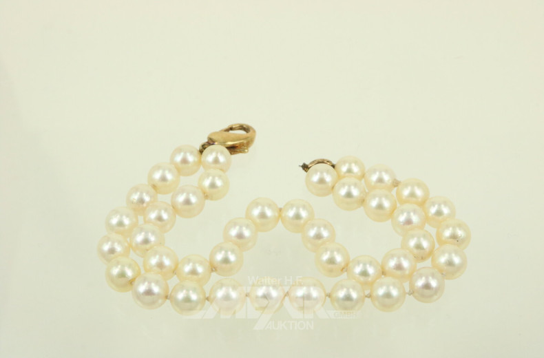 Zweireihiges Perlenarmband mit Schließe in 585 GG