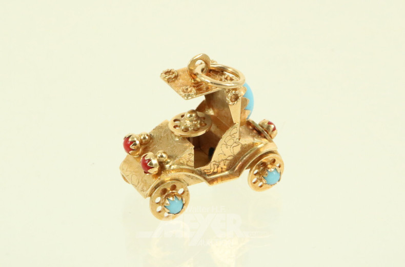 Kettenanhänger "Auto", besetzt mit Edelsteinen