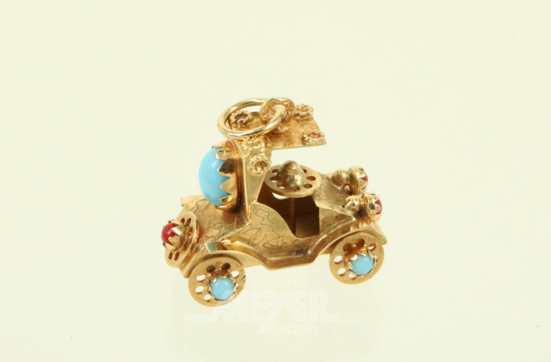 Kettenanhänger "Auto", besetzt mit Edelsteinen