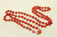 Korallen-Perlenkette mit Schließe in 585 GG