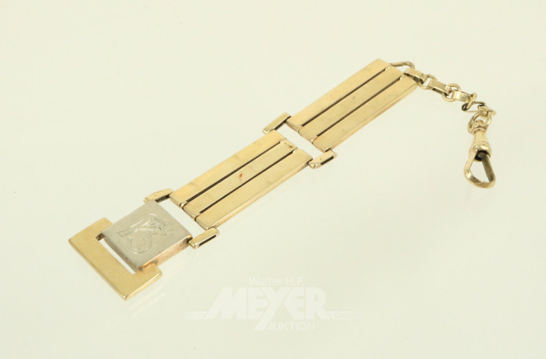 Kurze Taschenuhrenkette mit Monogramm 'FS'