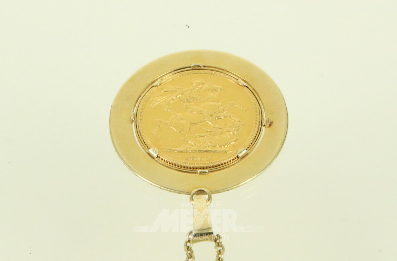 Kette mit Münzanhänger Großbritannien - 1 Sovereign Viktoria 1882
