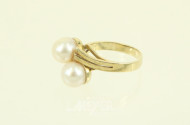 Damenring mit 2 Perlen