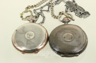 2 Taschenuhren mit Uhrenkette, Sekundenzeiger lose