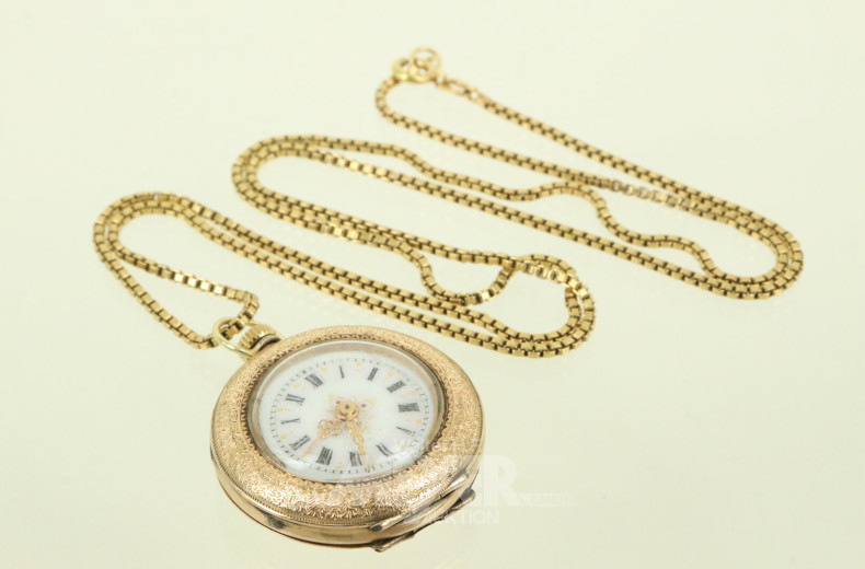 Damen-Anhängeruhr in 585 GG mit Kette in 750 GG