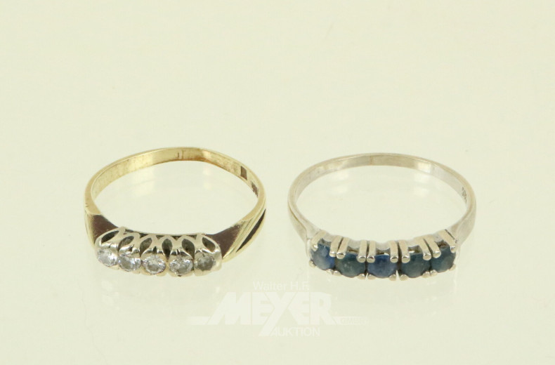 2 Damenringe mit Saphiren u. Brillanten