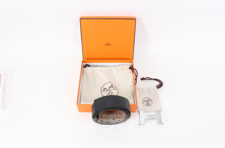 Herren-Gürtel in 'Noir/Étain' mit Gürtelschnalle 'H'