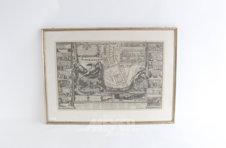 Kupferstich mit architektonischer Darstellung zum 'Neuen Platz des Konklave'