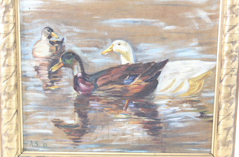Gemälde "3 Enten im Wasser"