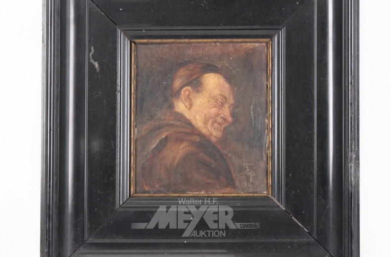 Paar Ölgemälde jew. mit Porträt eines Mönchs