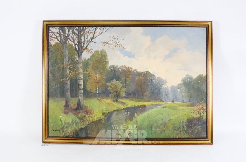 Gemälde "Flusslauf am Waldrand"