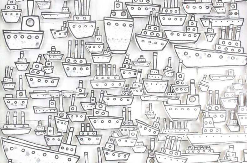 Zweiteilige 3D-Collage im Zeichenstil 'Sch(ä)iffchen Zählen für zum Einschlafen' und 'Möwen gehen auch'