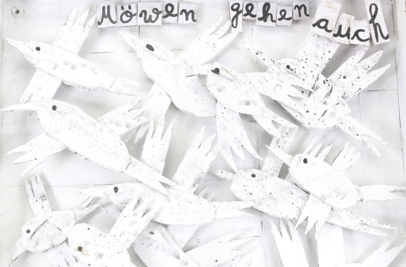 Zweiteilige 3D-Collage im Zeichenstil 'Sch(ä)iffchen Zählen für zum Einschlafen' und 'Möwen gehen auch'