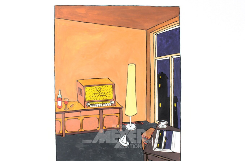 Gemälde 'Abendliche Wohnkultur der 70er Jahre'