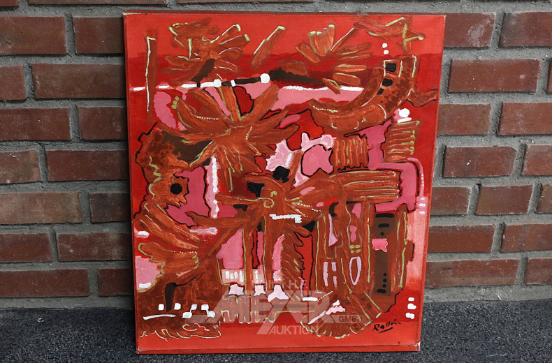 4 Gemälde: "Hafen", "Blumen", "Zwerge" und "Akt"