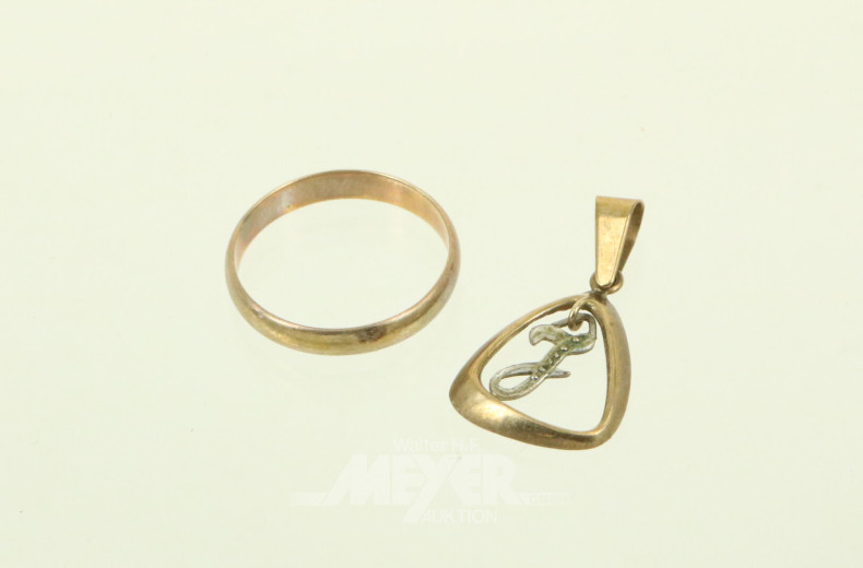 Damenring sowie 1 Anhänger