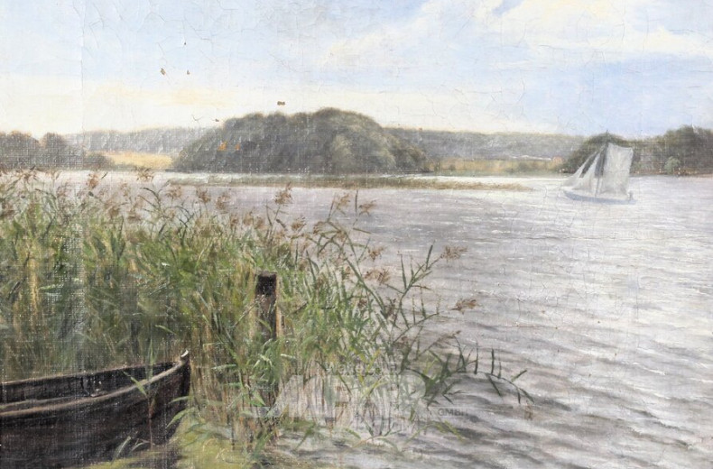Gemälde  "Seelandschaft mit Boot"