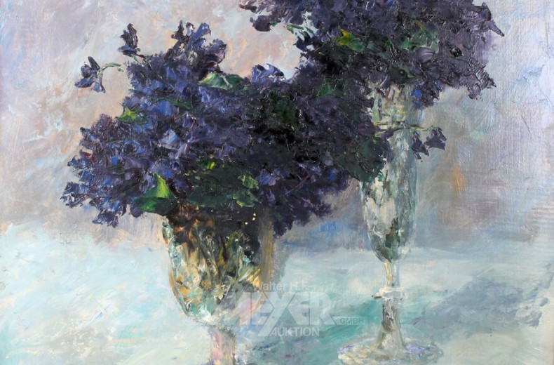 Gemälde  "Blumenstillleben mit Vasen"