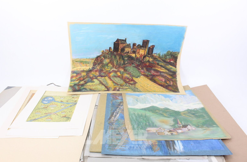 Künstlermappe mit diversen Studien und Techniken