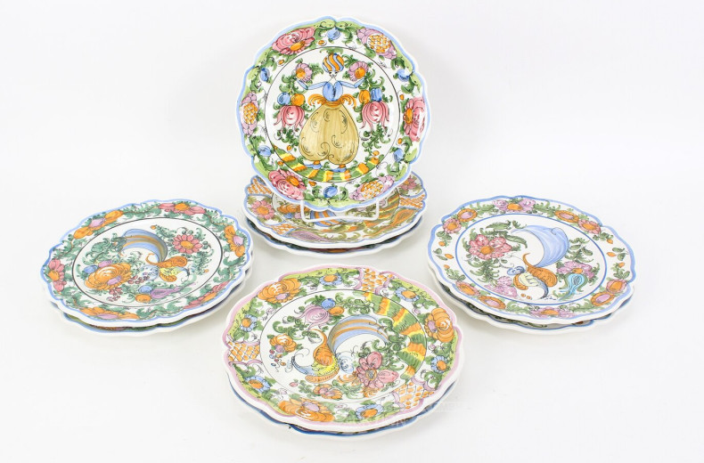 Handbemaltes Fischservice, 16-tlg.