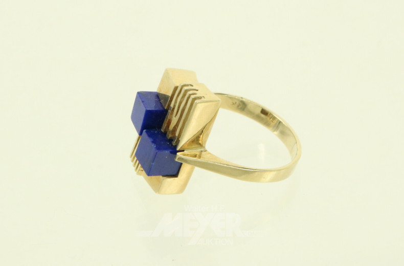 Damenring, besetzt mit 2 blauen Farbsteinen