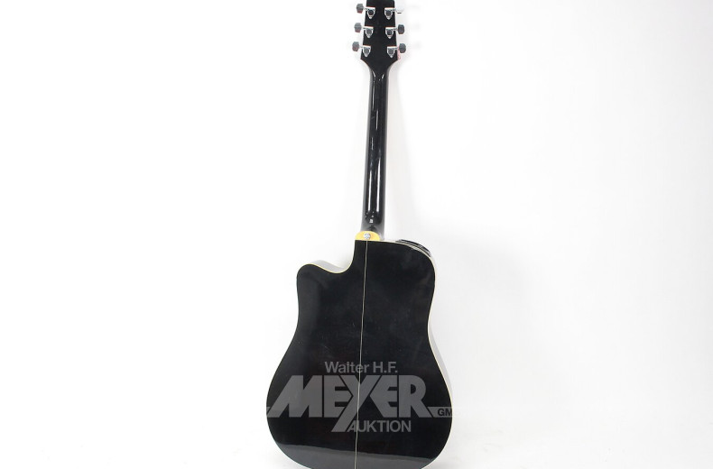 Western-Gitarre, schwarz mit Tonabnehmersystem