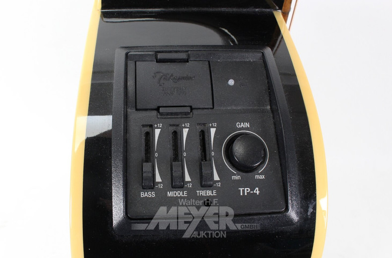 Western-Gitarre, schwarz mit Tonabnehmersystem