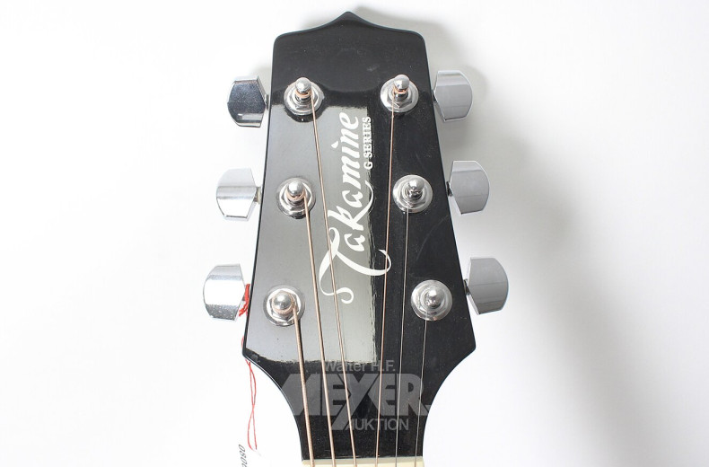 Western-Gitarre, schwarz mit Tonabnehmersystem