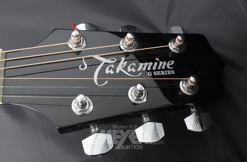 Western-Gitarre, schwarz mit Tonabnehmersystem