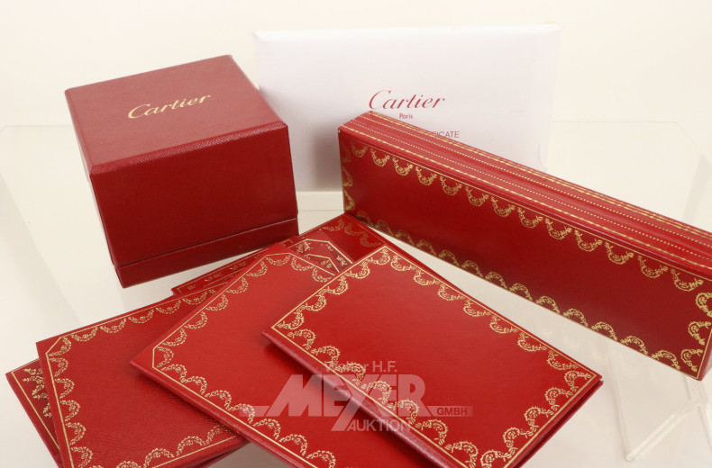 Konvolut Cartier Schmuckkästchen und Heftchenmappen in versch. Größen