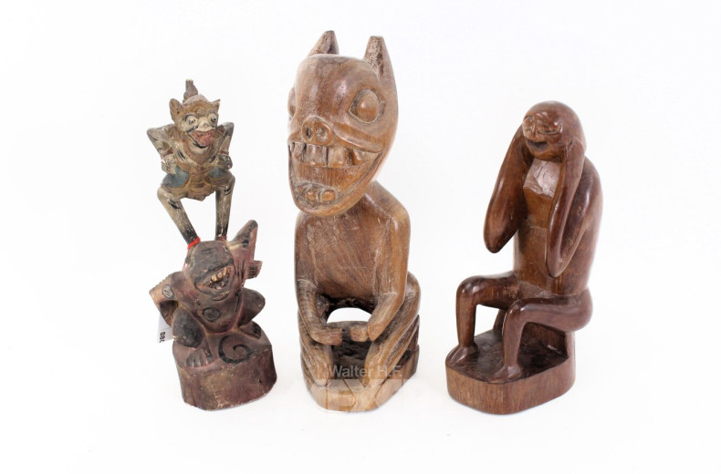 3 Holzschnitzfiguren u.a. thailändisch