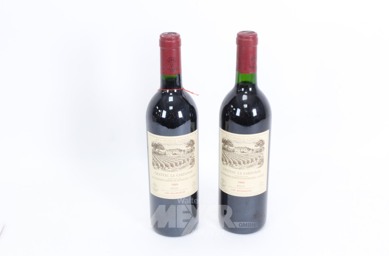 2 Flaschen Rotwein, Frankreich 1989