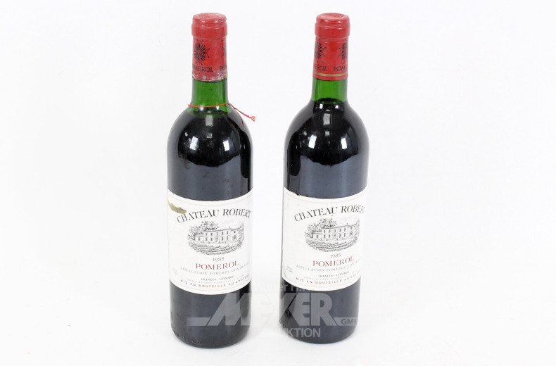 2 Flaschen Rotwein, Frankreich 1985