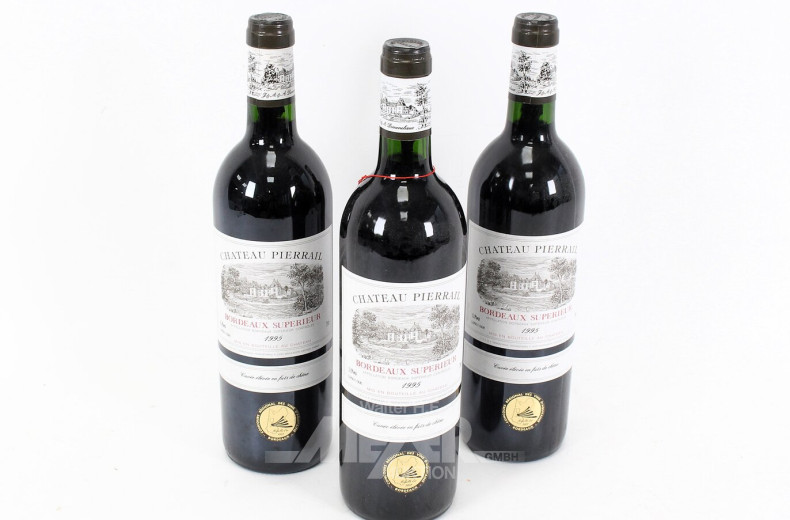 6 Flaschen Rotwein, Frankreich 1995 und 1998