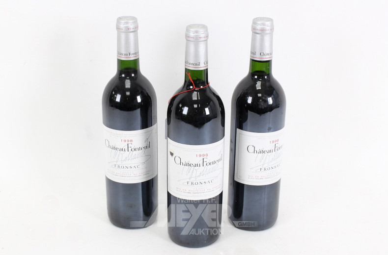 6 Flaschen Rotwein, Frankreich 1995 und 1998