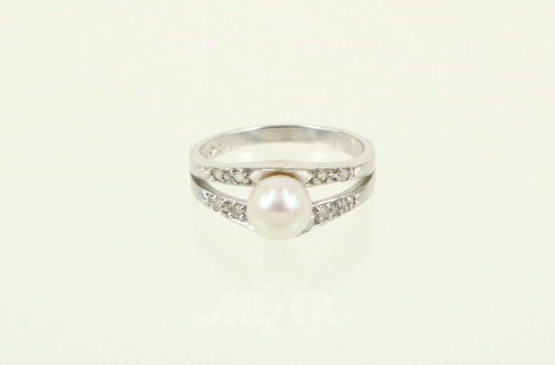 Ring mit Perle und kl. Brillanten
