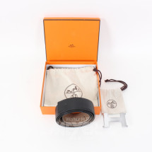 Los 225: Herren-Gürtel in 'Noir/Étain' mit Gürtelschnalle 'H'