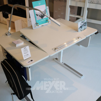 Schreibtisch mit Schublade, Dekor weiß, höhenverstellbar