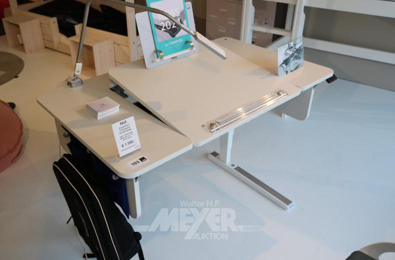 Schreibtisch mit Schublade, Dekor weiß, höhenverstellbar