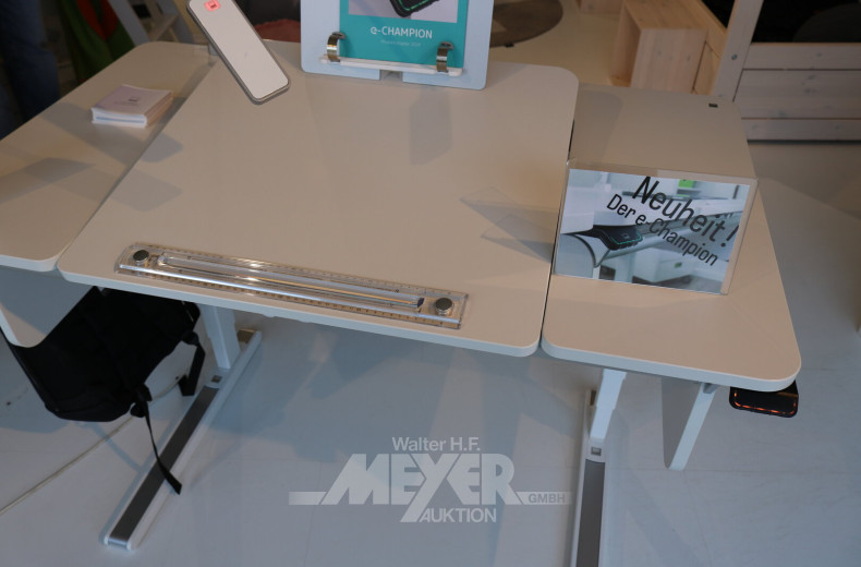 Schreibtisch mit Schublade, Dekor weiß, höhenverstellbar