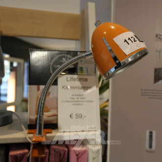 2 Klemmlampen in Orange, verstellbar