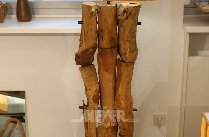 Standleuchte 'Treibholz', Schirm mit Samtbezug