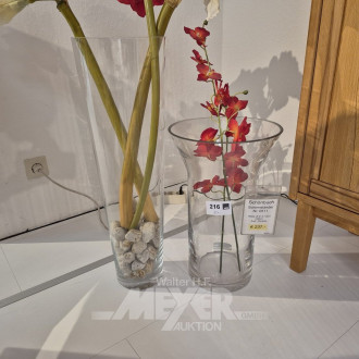 2 Bodenvasen aus Klarglas, auch nutzbar als Schirmständer