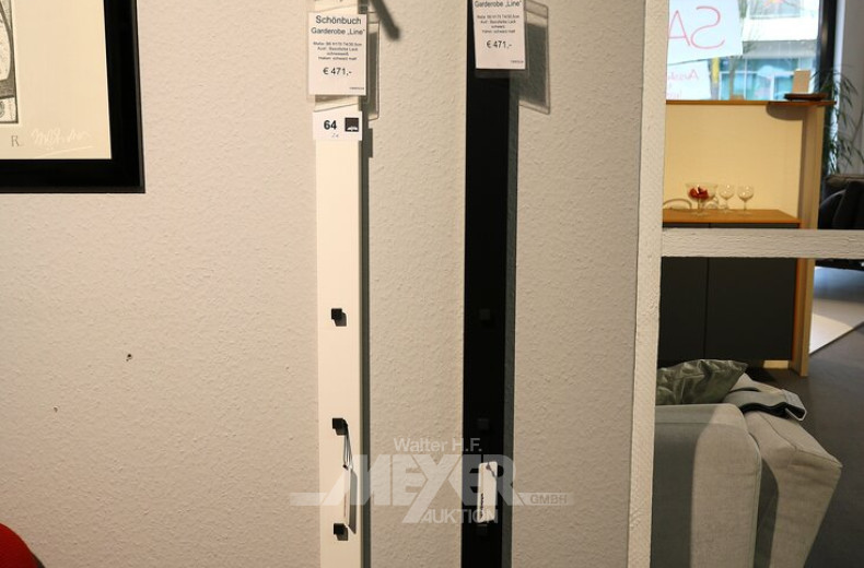 2 Wandgarderoben in Schwarz/Weiß