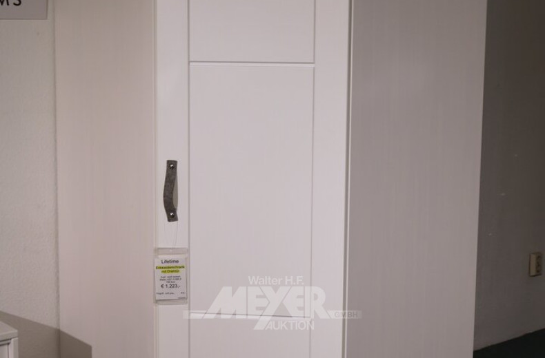 Eckkleiderschrank mit Drehtür, weiß lackiert