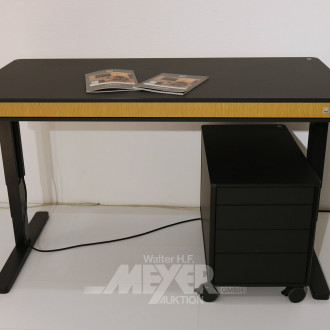 Schreibtisch 'T8 L', höhenverstellbar, mit Rollcontainer 'C8'